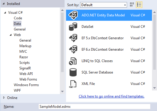 Adding entity data model Adding entity data model