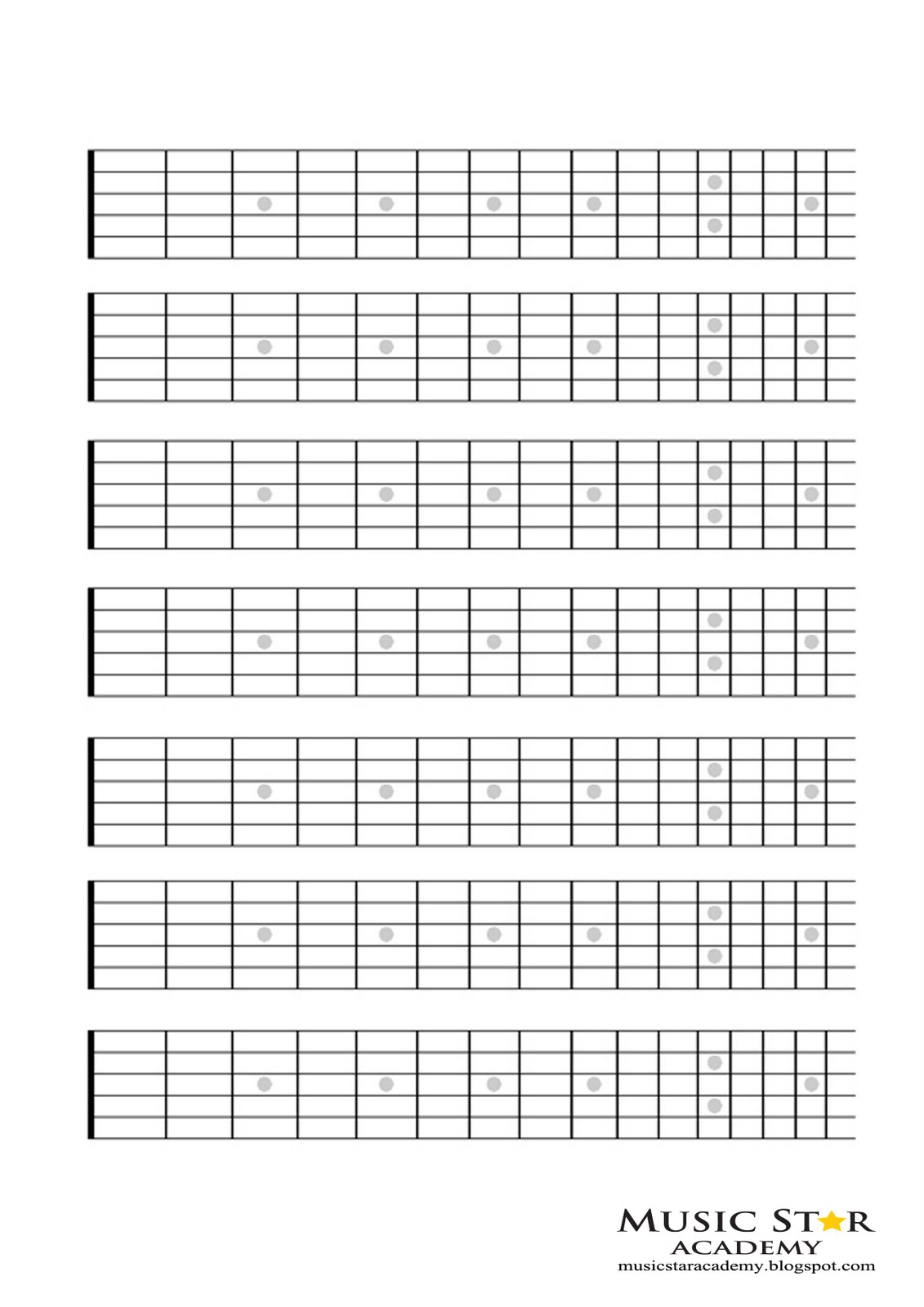 Printable Guitar Fretboard Chart Printable World Holiday