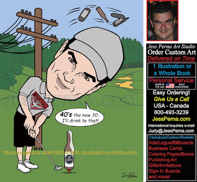 Drunk Golfer 40th Birthday Card Caricature