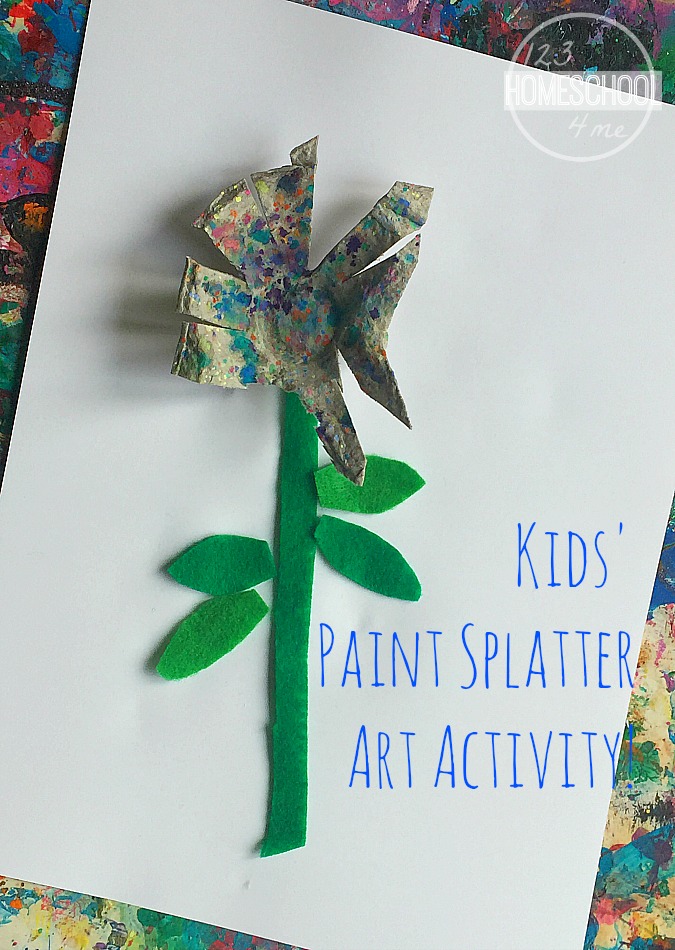 Kids Paint Splatter Art Activity Flower Craft