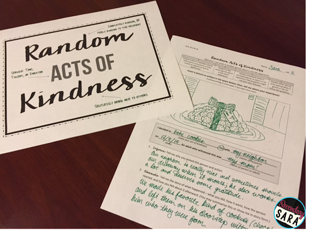 Random acts of kindness make for a wonderful way to teach students about community, giving, and respect. I'm sharing the processes I used to assign random acts of kindness projects two different years, so click through to read about them and grab links to more ideas!