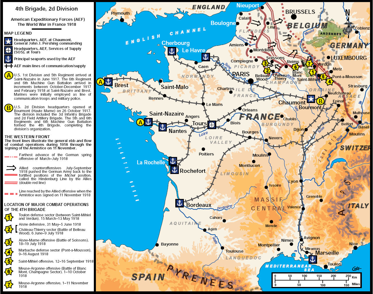 Roads to the Great War: Map Series #2: A Handy U.S.-Oriented 1918 Map