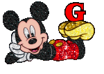Alfabeto tintineante de Mickey Mouse recostado G. 