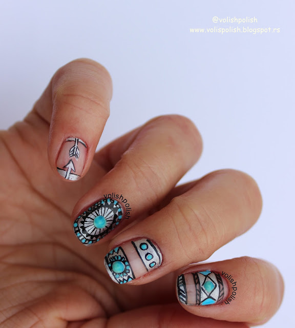VOLISH POLISH: Boho nail art - mikrocrtanje / Boho nail art - handpainted