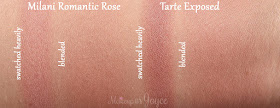 Tarte Exposed Blush vs Milani Romantic Rose Swatches