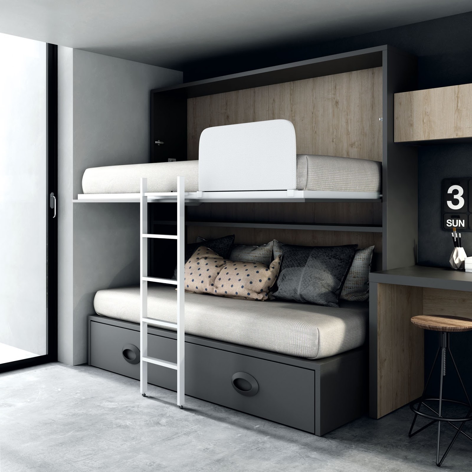 3 camas en una habitación pequeña,y no es magia!