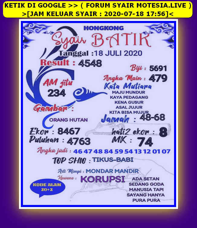 1 New Message Kode Syair Hongkong 18 Juli 2020 Forum Syair Togel Hongkong Singapura Sydney