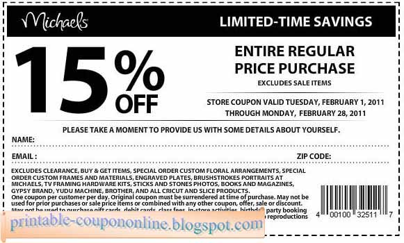 Michaels printable coupons dec 2018