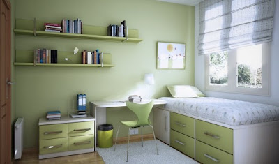 Cool Teen Green Dorm Room layout for guys