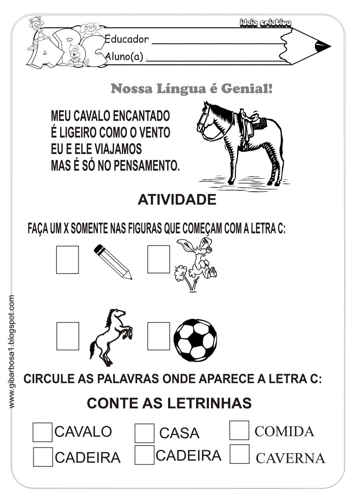 Atividade Língua Portuguesa Alfabeto Com Versos Ideia Criativa Gi