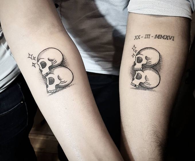 4. Matching Skull Tattoos for Goth Couples - wide 2