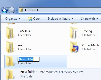 ShortCut to add a New Folder