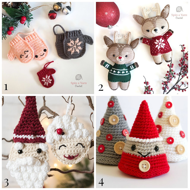 4 Cute Christmas Crochet Ornaments - free patterns