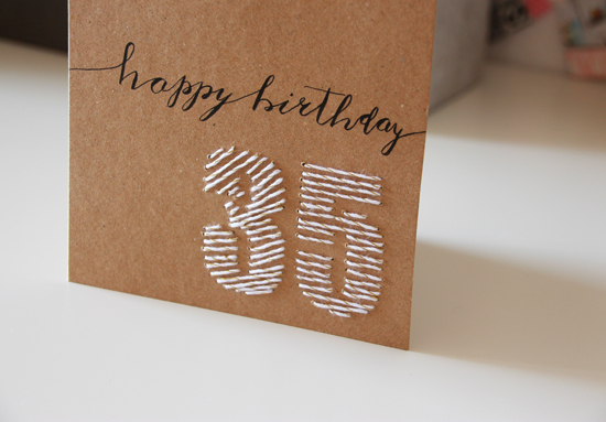 binedoro Blog, Grußkarte, Geburtstagskarte, sticken, stitching, Zahl, Kraftpapier, Handlettering binedoro Blog, Grußkarte, Geburtstagskarte, sticken, stitching, Zahl, Kraftpapier, Handlettering