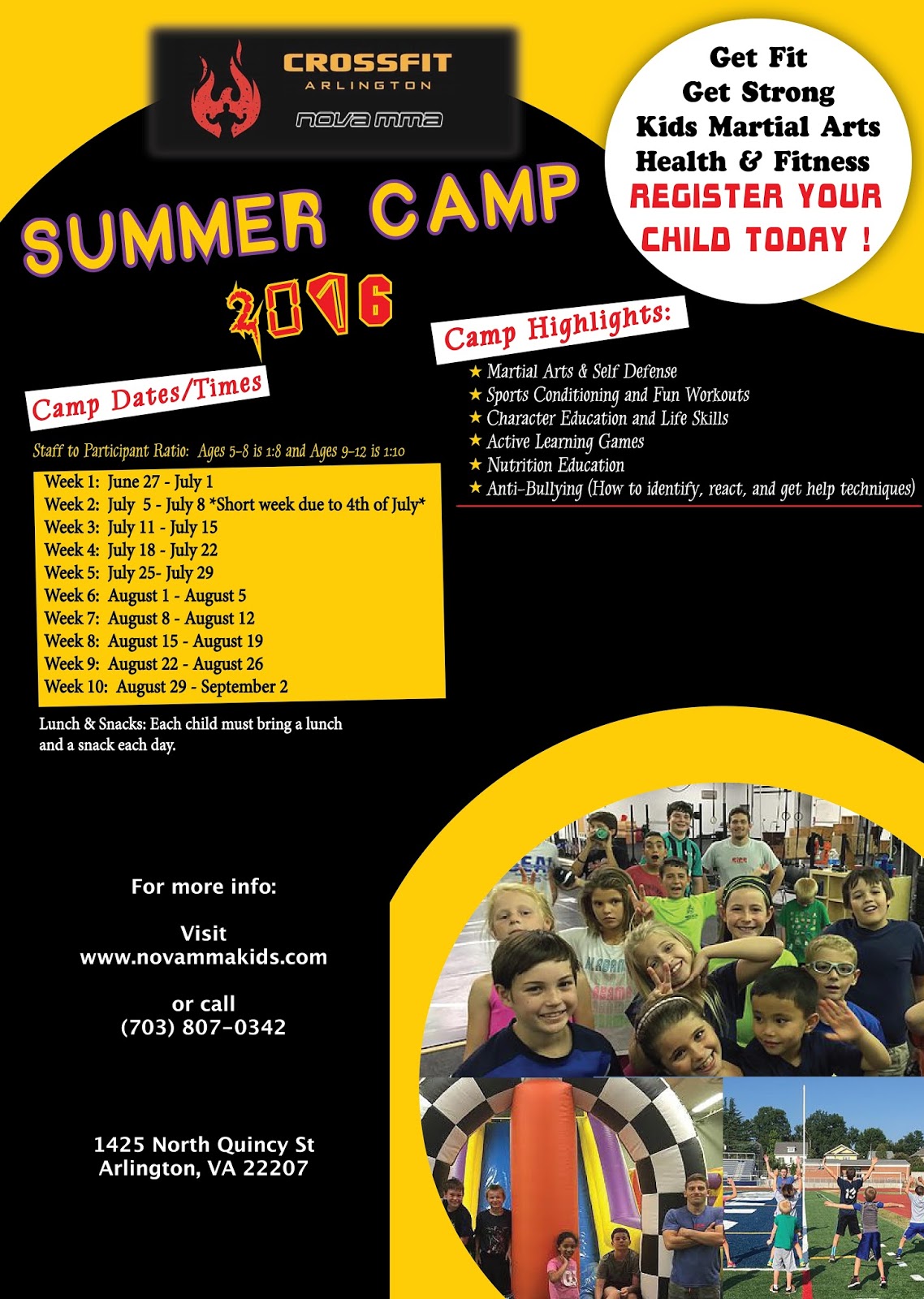 get fit get strong kids martial arts health fitness summer camp fit camp flyer