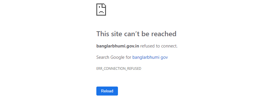 error of banglarbhumi.gov.in website