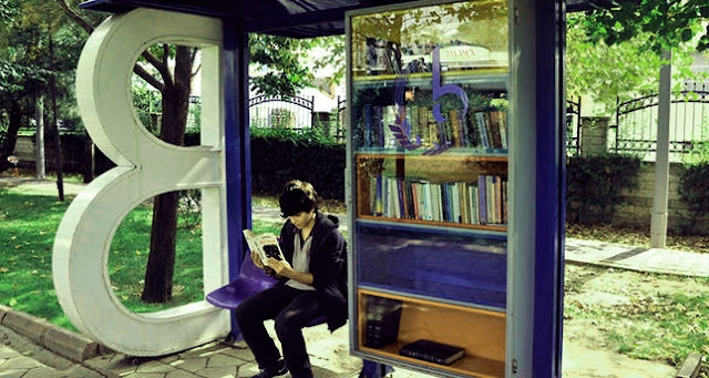 Books at Bus Stop Shelter