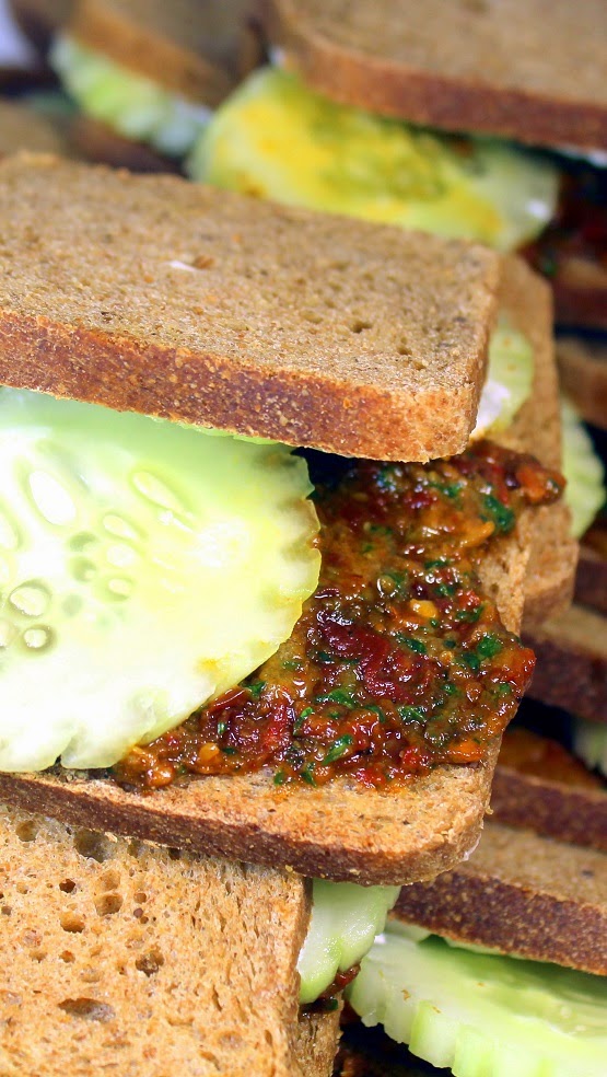 52 Ways to Cook Cucumber Tea Sandwich with Sun Dried Tomato Pesto 52