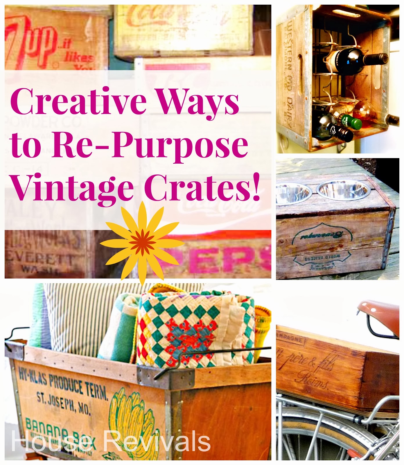 Here is a roundup of ideas for repurposing vintage crates, as well as