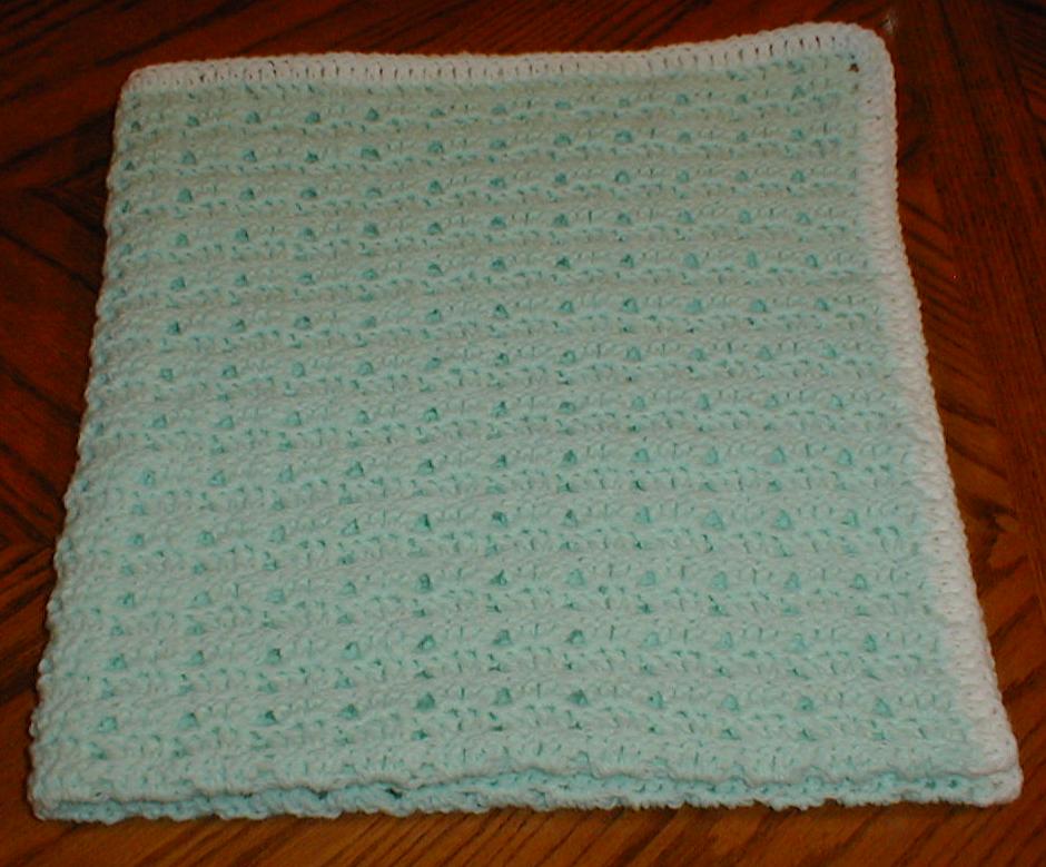 Karens Crocheted Garden of Colors Mint Green Baby Blanket