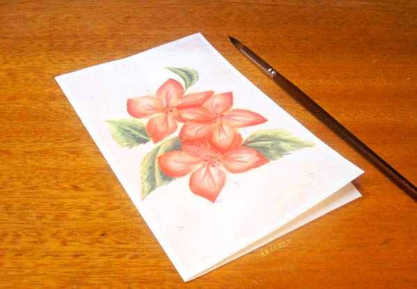 Pintura una tarjeta flores con acuarelas