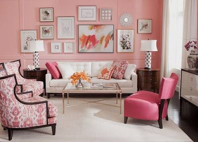sala de estar rosa living room pink rose feminina mulher feminino fofa delicada elegante chique moderna cor colorida rose branca mulher