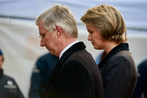 Queen Mathilde and King Philippe of Belgium attend a memorial ceremony to mark the first anniversary of the Brussels attacks by Islamic extremists at Brussels' airport in Zaventem