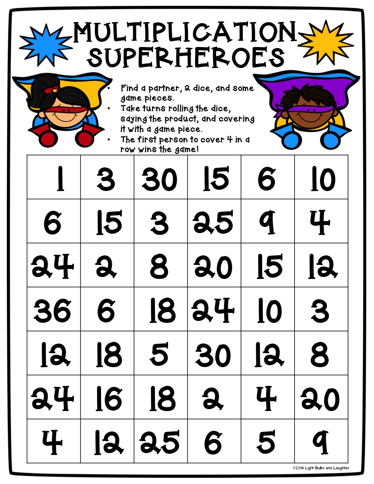 Roll The Dice Multiplication Worksheet