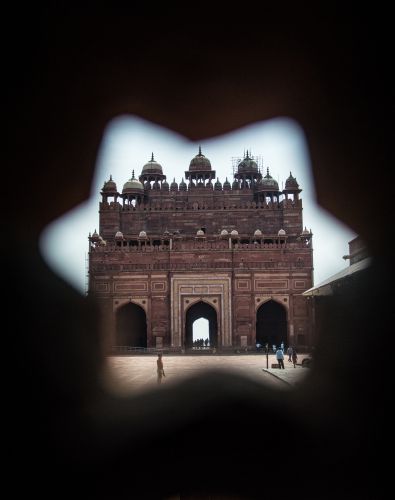 Buland Darwaza as seen from stone screen of Inayat Khan's Tomb Buland Darwaza as seen from stone screen of Inayat Khan's Tomb