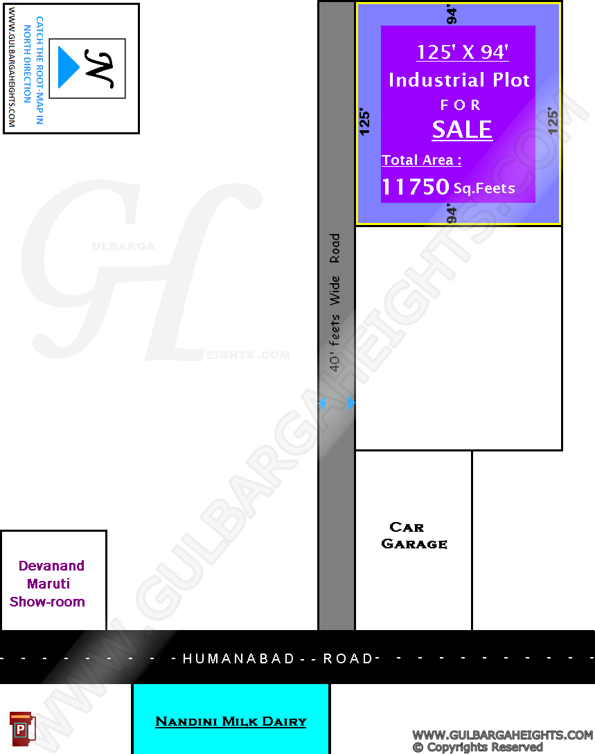 GULBARGA HEIGHTS Industrial Plot (125' X 94') for Sale Opp. to Nandini