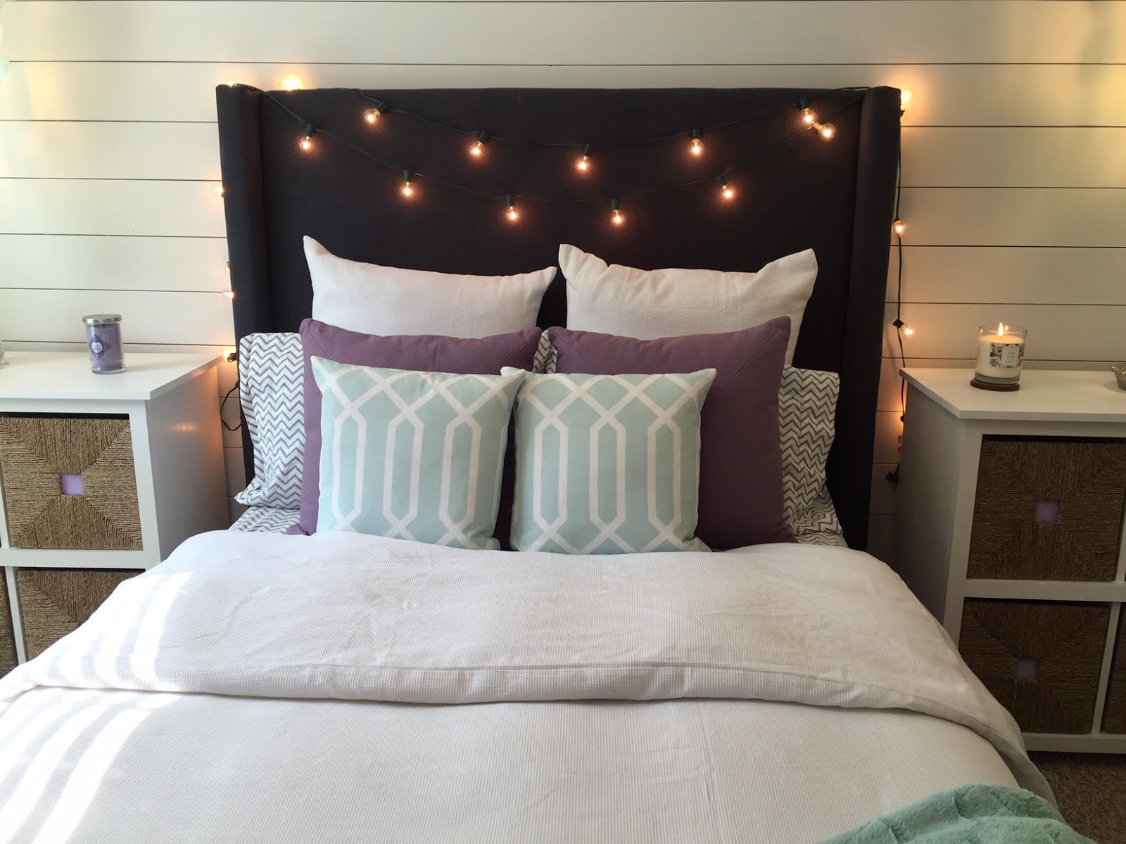 Seaside Interiors Behind The Scenes Creating Fabric Covered Behind The Scenes Creating Fabric Covered Headboard And Shiplap Accent Wall
