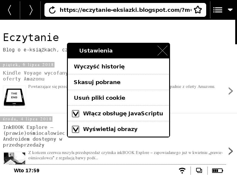 PocketBook Basic Touch 2 Save & Safe – ustawienia przeglądarki