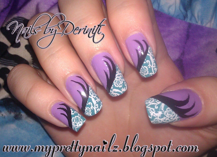 Fun Floral Purple and Teal Nail Art Design and Video Tutorial - fun ...