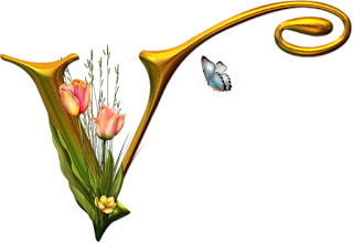 Bello Alfabeto con Flores y Mariposas. 