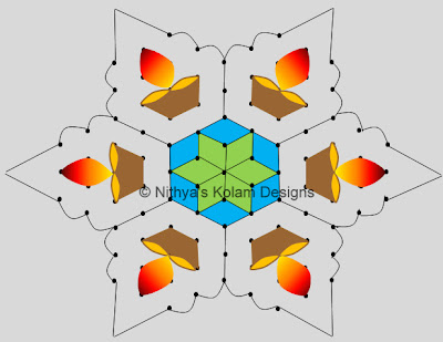 Diwali Kolam with interlocked dots
