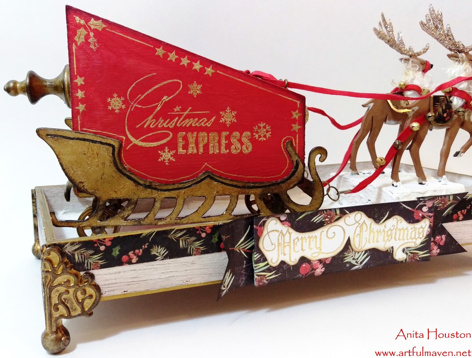 The Artful Maven Santa's Sleigh Christmas Card Holder