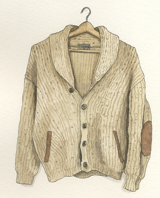 watercolor painting of old sweater