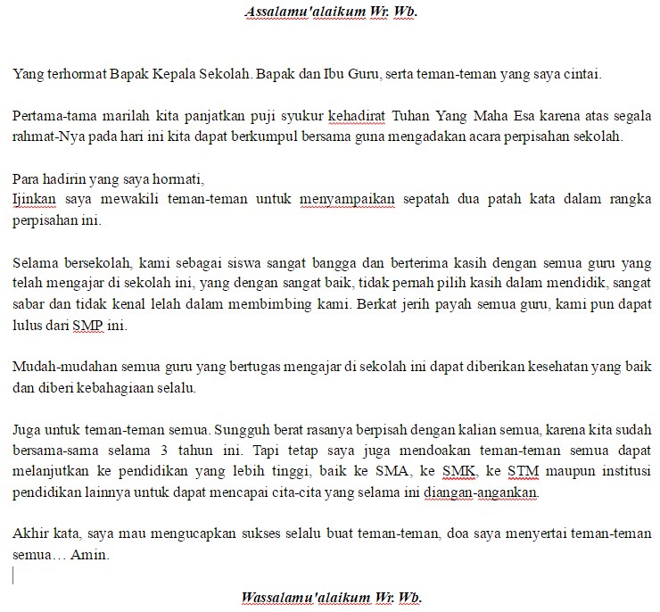 Contoh Pidato Singkat Siswa Untuk Acara Pisah Tamat Tingkat Sekolah