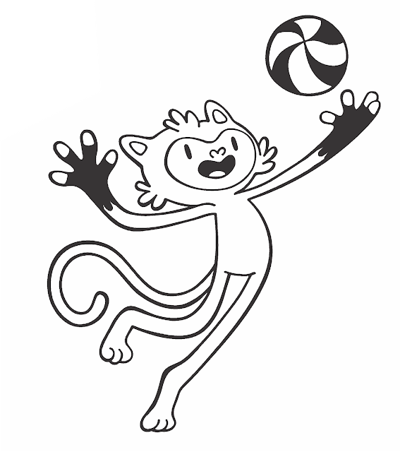 Mascote Vinicius praticando esportes olímpicos para colorir