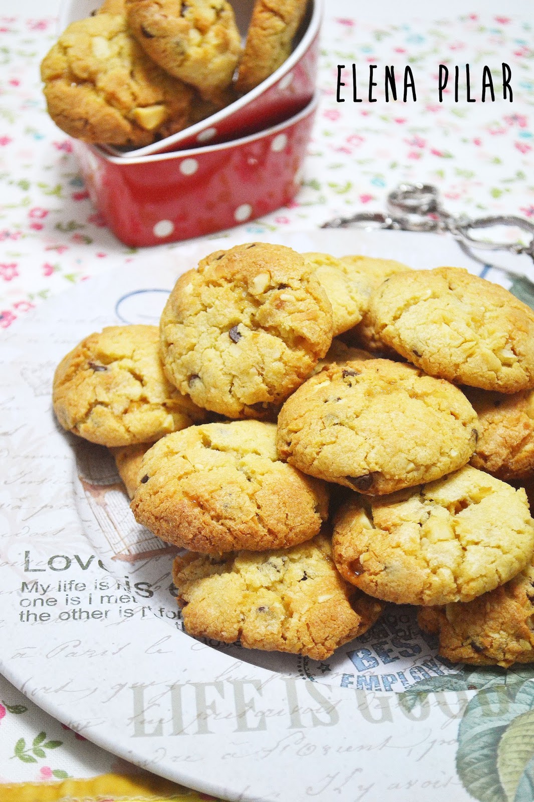 Mi Recetario por Elena Pilar Cookies de coco, toffee y nueces de Macadamia