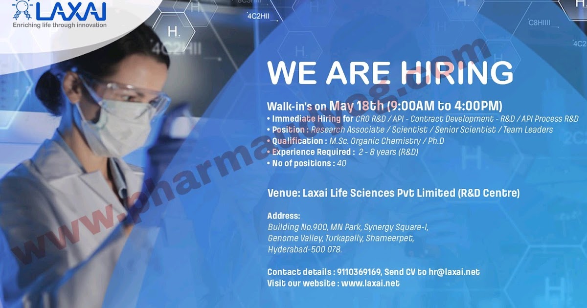 Laxai life sciences | Walk-in interview for R&D Department | 18th May ...