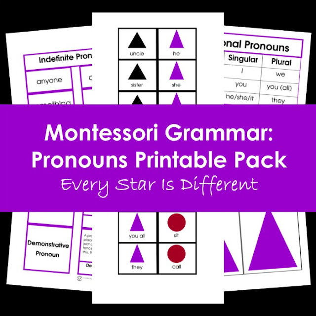 Montessori Grammar: Pronouns Printable Pack
