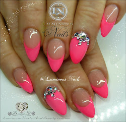 nails pink acrylic neon nail bling luminous designs gold dark crystals young glitter september guava queensland coast beauty uploaded user