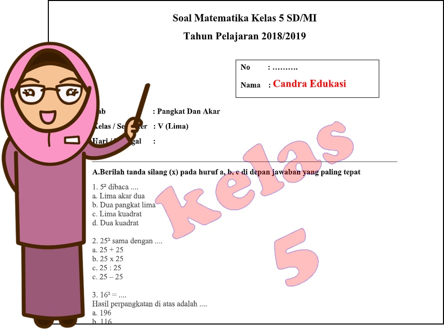 Soal Matematika Kelas 5 Pangkat Dan Akar Dan Kunci Jawaban