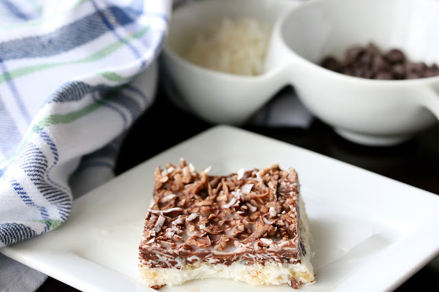 Easy and delicious coconut chocolate squares