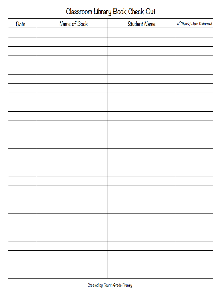 library book sign out sheet