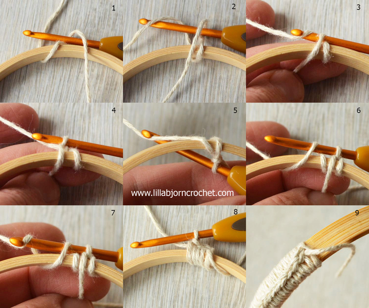 Crochet Around Embroidery Hoop Tutorial LillaBjörn's Crochet World