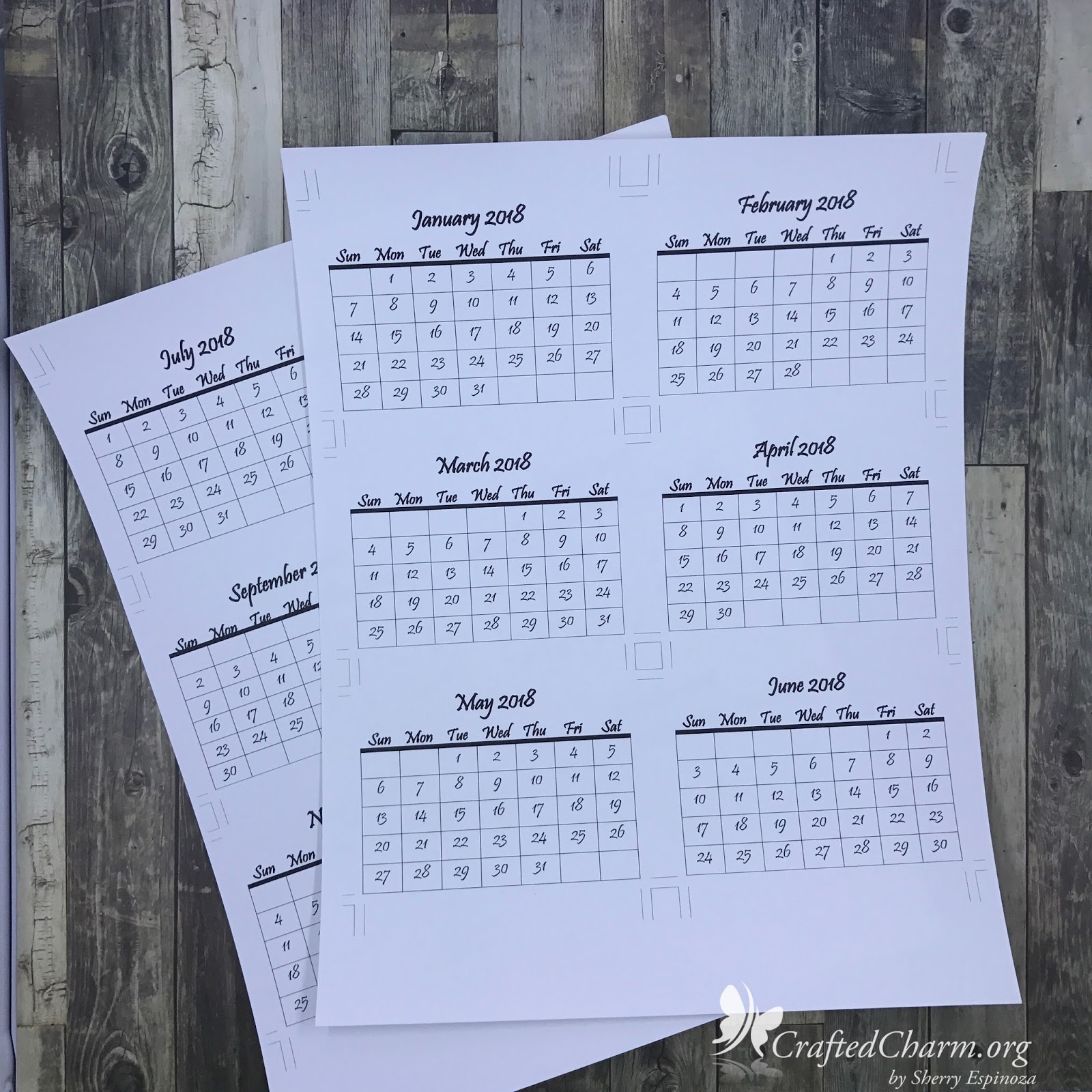 Crafted Charm Designs: 2018 Mini Calendar + Free Printable