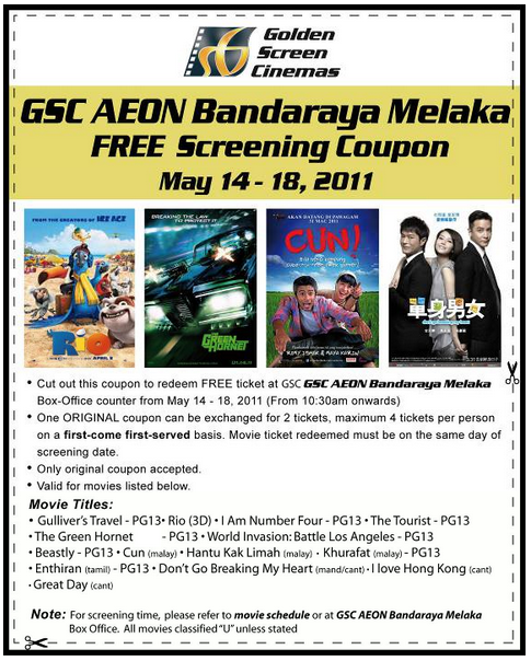 GSC Melaka Opening at MAY ! FREE TICKET at melaka GSC ...