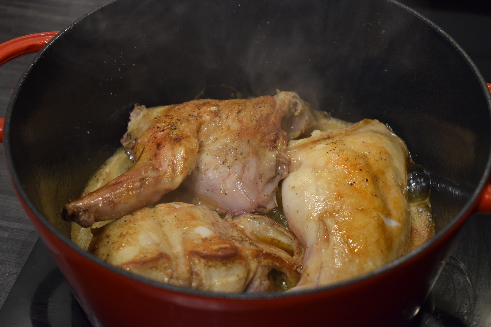 Rabbit with braised Belgian endive Konijn met gebraiseerd witloof